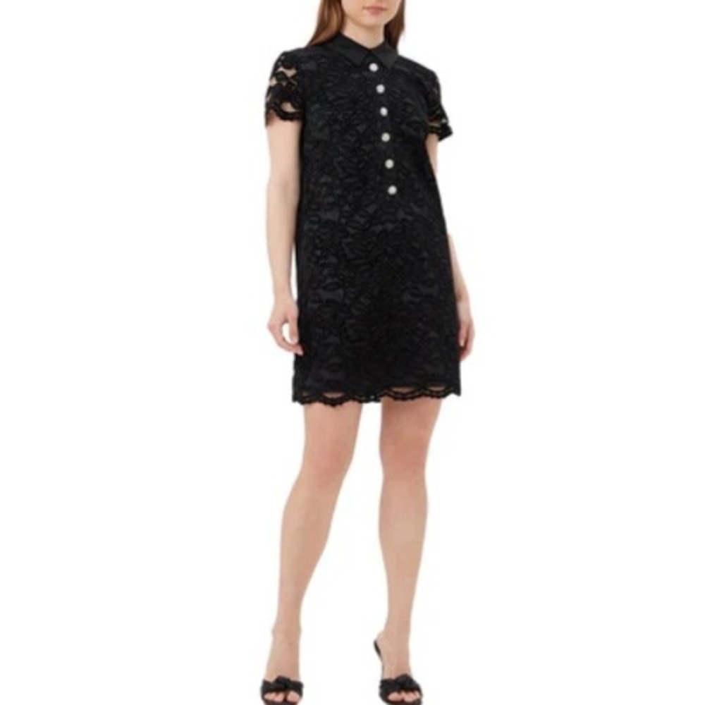 Trina Turk NEW $368 Women's 8 Black Hani Collar Short Sleeve Mini Dress